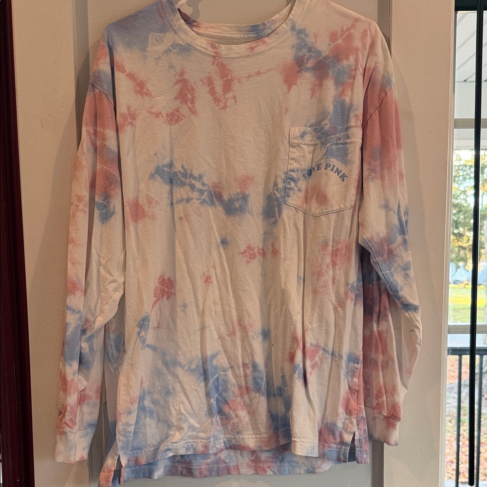 Victoria's Secret Tie-Dye Long Sleeve Tee - Pink and Blue